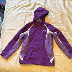 The North Face Purple and White Hooded Jacket